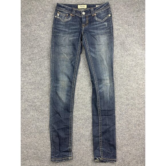 Mek Denim Jeans Womens 26x34 Mazatlan Cigarette Distressed Embroidered Pockets - Picture 1 of 8